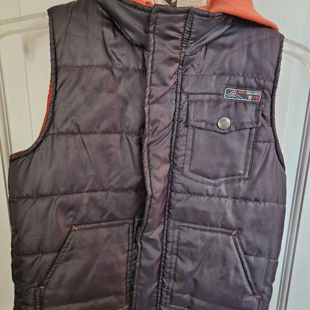 Children's Quilted Vest - Black and Orange